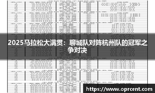 2025马拉松大满贯：聊城队对阵杭州队的冠军之争对决